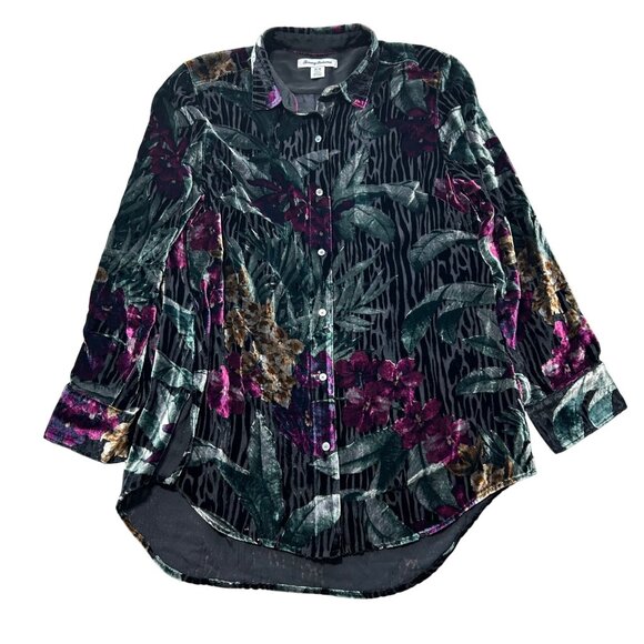 Tommy Bahama Womens Medium Velvet Floral Button-Up Shirt Multicolor - Picture 1 of 9
